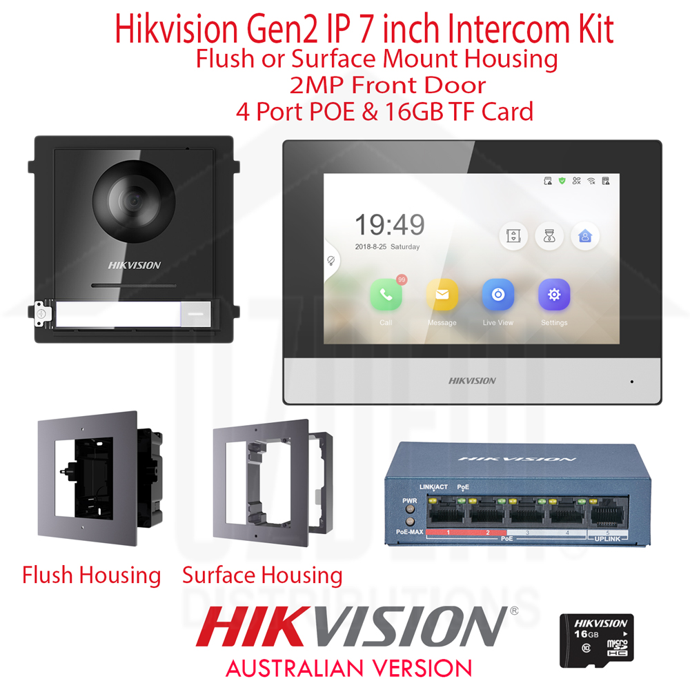 Hikvision Flush/Surface Mount 2MP IP Video Intercom Kit (DS-KIS602 )
