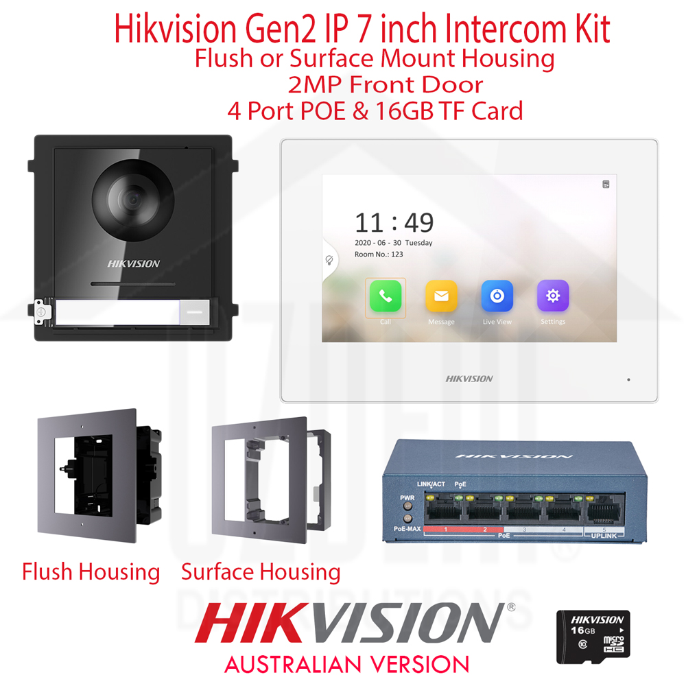 Hikvision Flush/Surface Mount 2MP IP Video Intercom Kit (DS-KIS602-W)