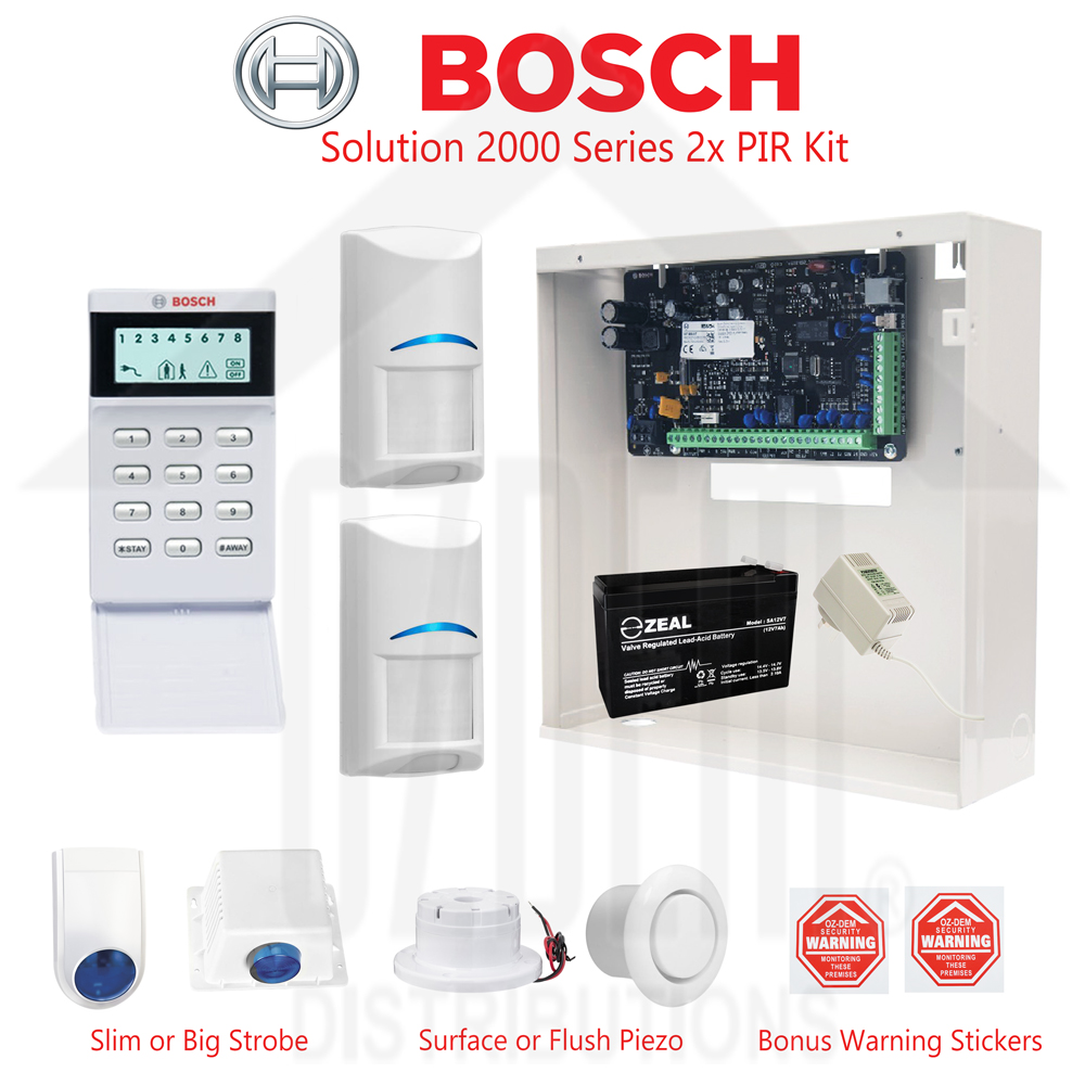 Bosch 2000 Series (8 Zone) Alarm Kit with Icon Keypad, 2x Bosch Gen2 PIRS and Accessories