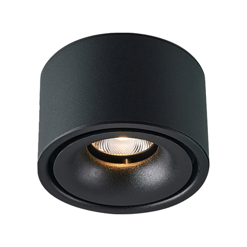 10W Tri Color Dimmable Surface Mounted Circular Downlight | Black 