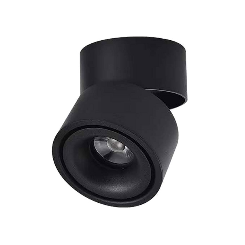 12W Adjustable Tri Color Dimmable Surface Mounted Circular Downlight | Black