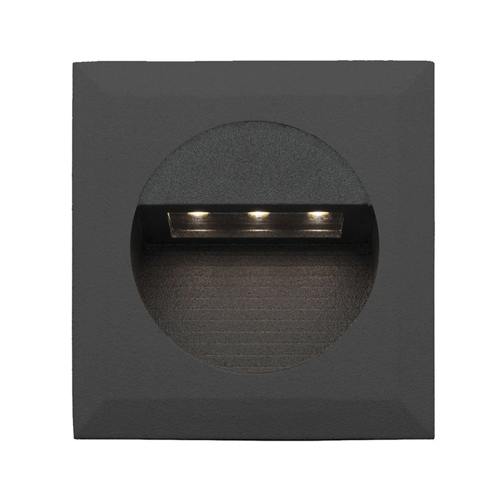 3W Eltanin 37 Black Square Tri Color Flush LED Step Light | 79mm Cutout