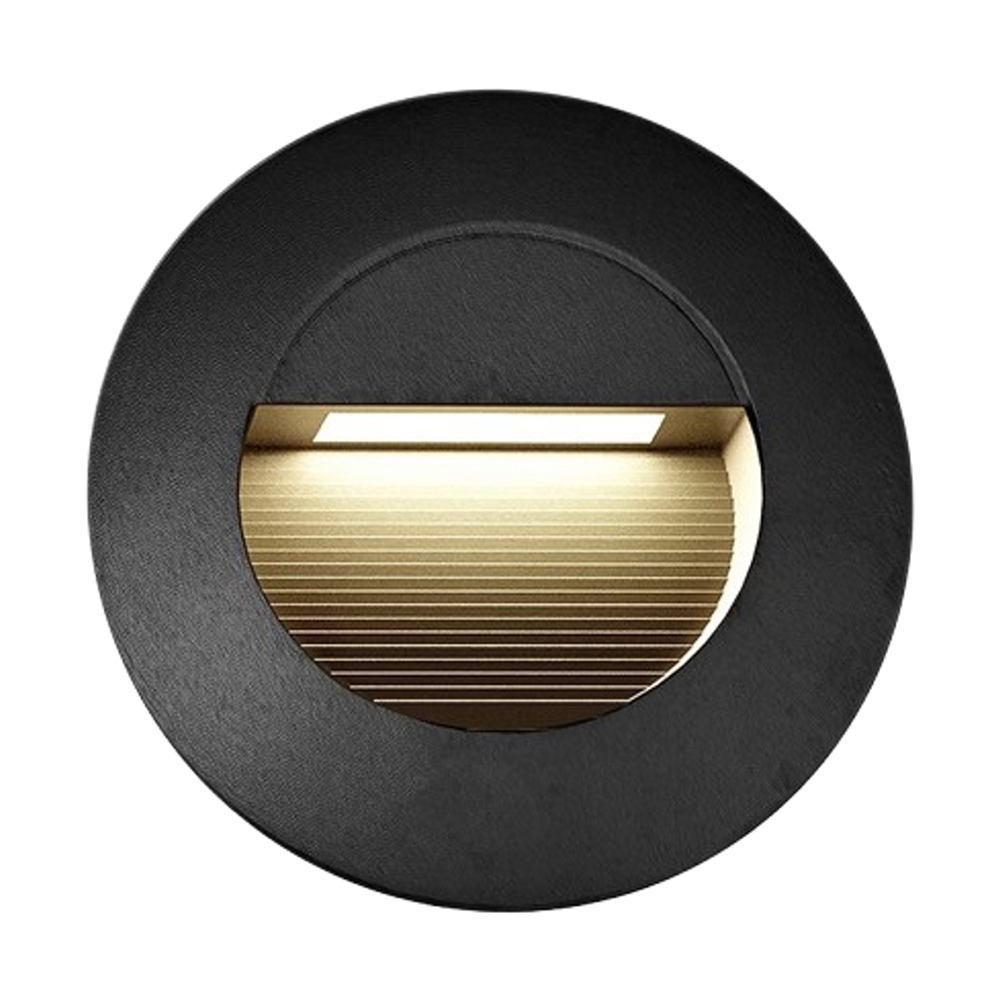 3W Eltanin 37 Black Round Tri Color Flush LED Step Light | 79mm Cutout