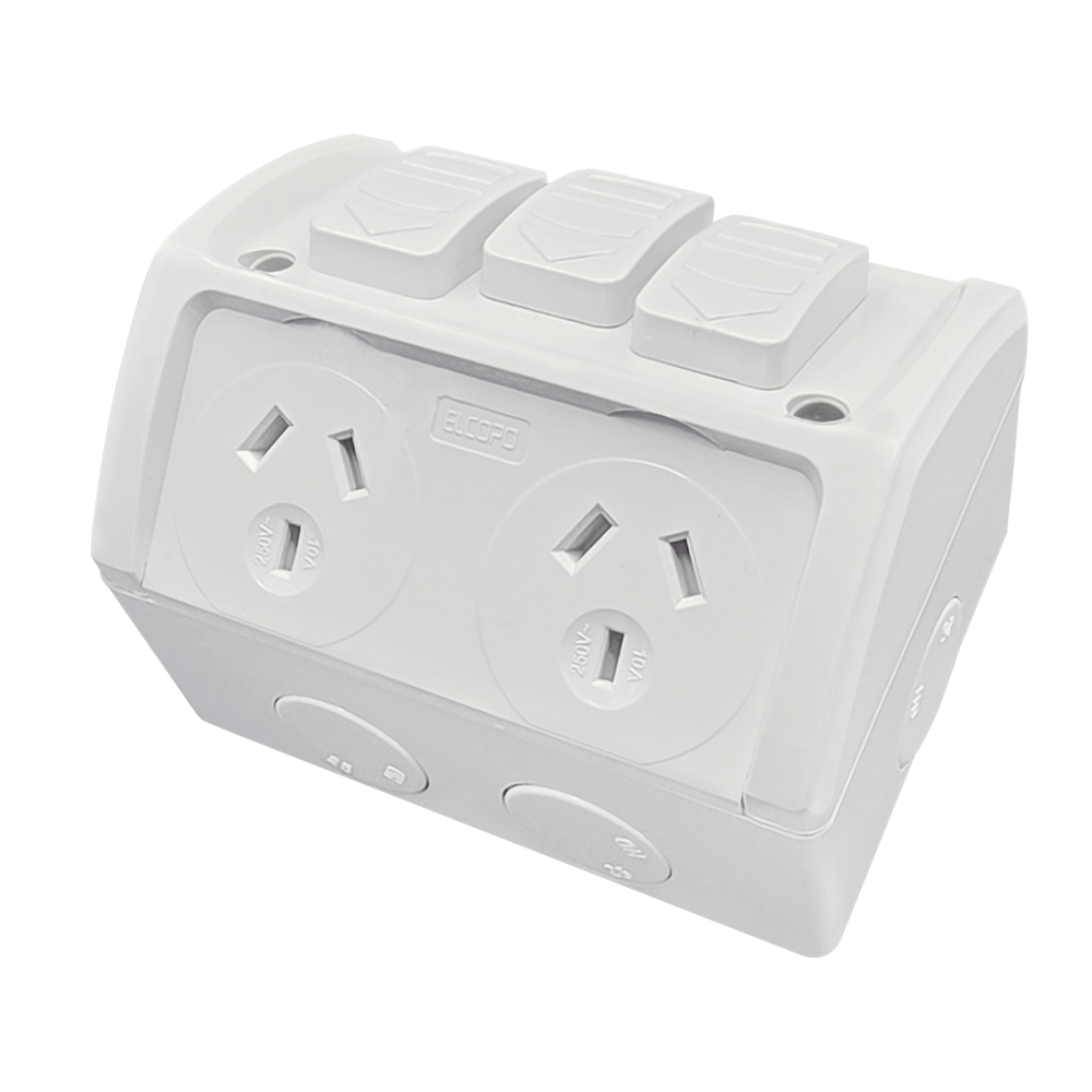 Weather Proof Double Power Point with Extra Switch