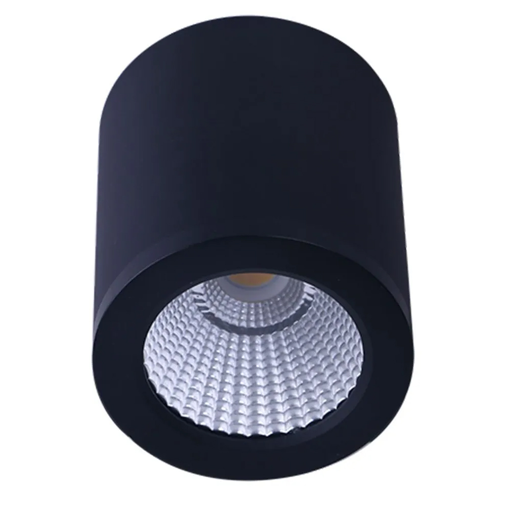 15W Tri Color Dimmable Surface Mounted Can Light, 90x105 mm | Black