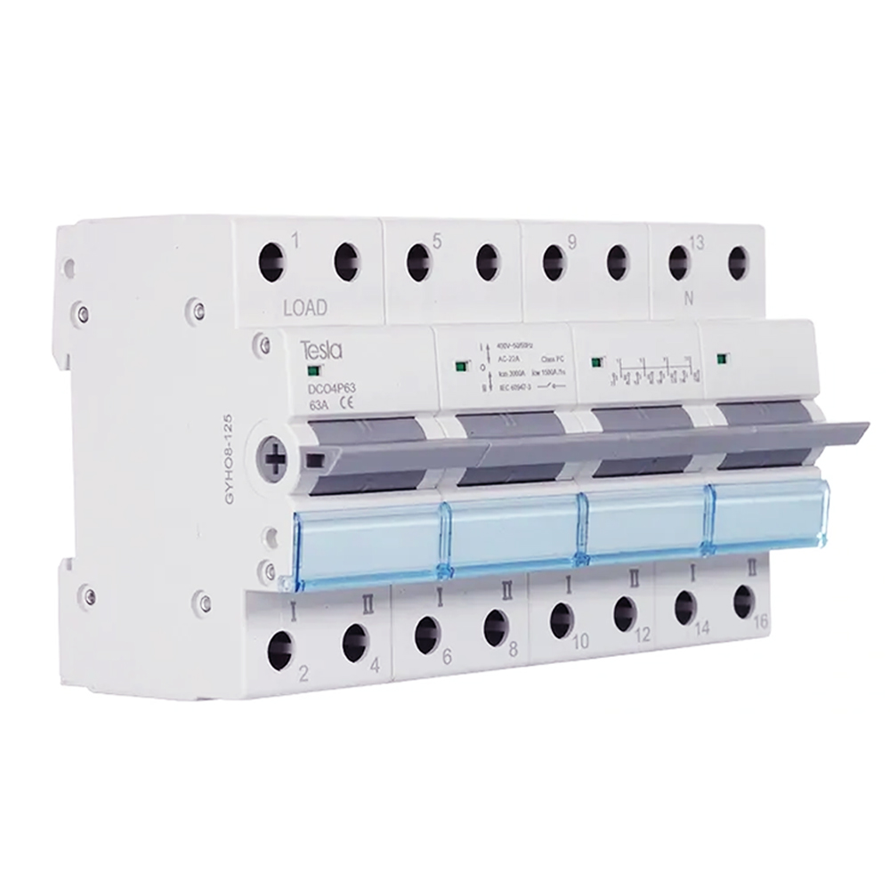 4 Pole 63 Amp Din Rail Mounted Changeover Switch