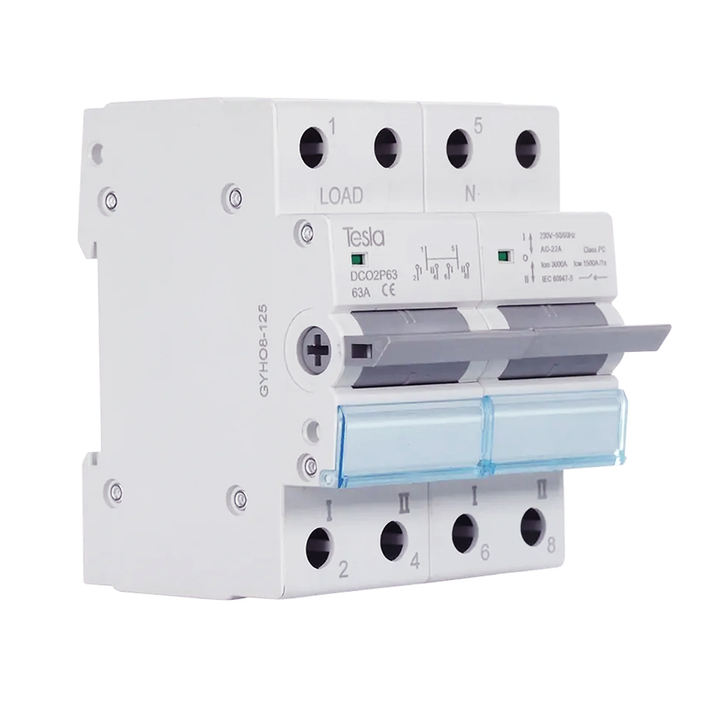 2 Pole 63 Amp Din Rail Mounted Changeover Switch