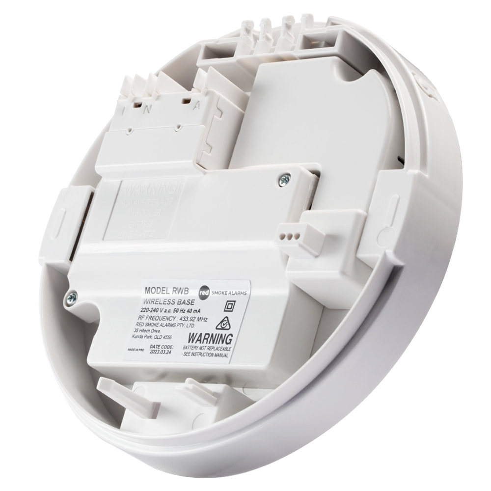 Red Wireless Mounting Base 2 for 240V Smoke Alarms (RWB2)