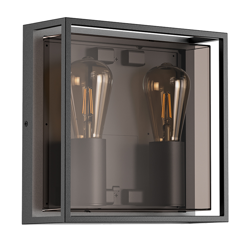 Outdoor 2x E27 Wall Light in Black IP65 | Max 2x15W